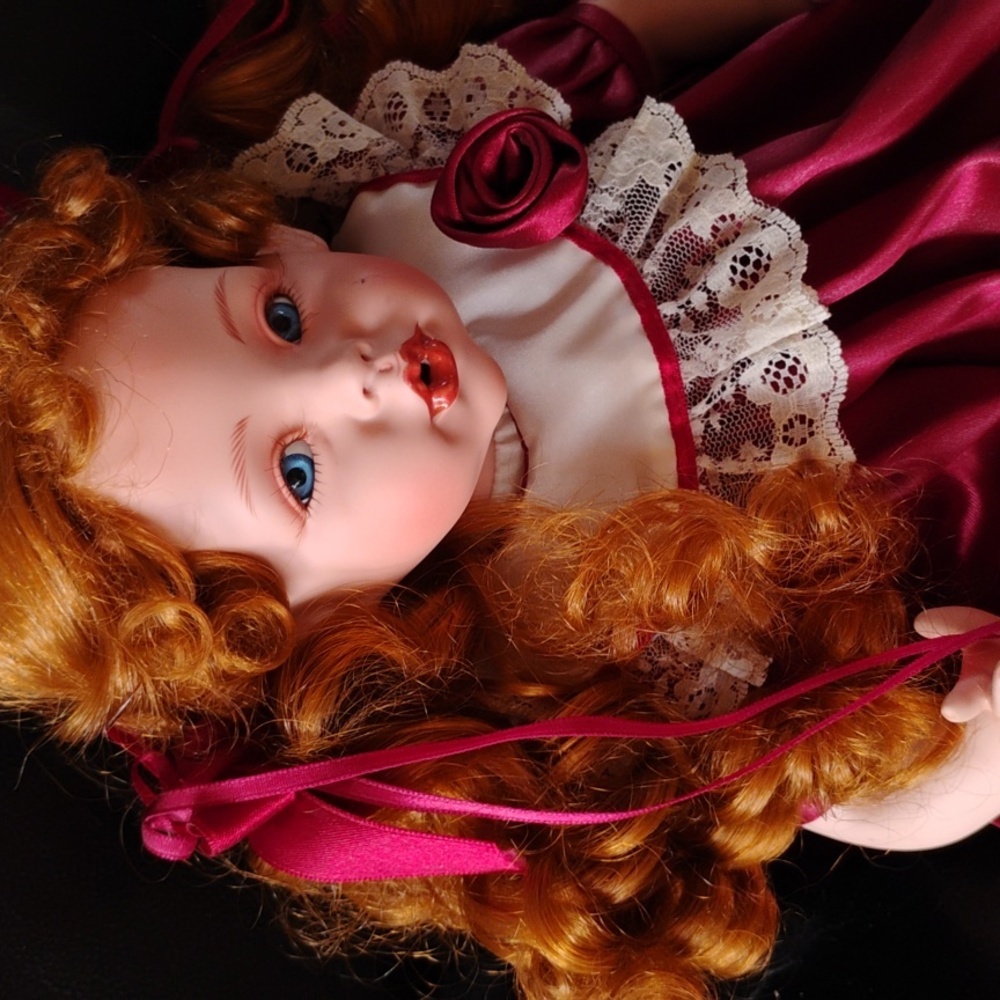 Vintage Redhead Doll Porcelain Shirley Temple Curls w/Injury ✋🏼BRINNS